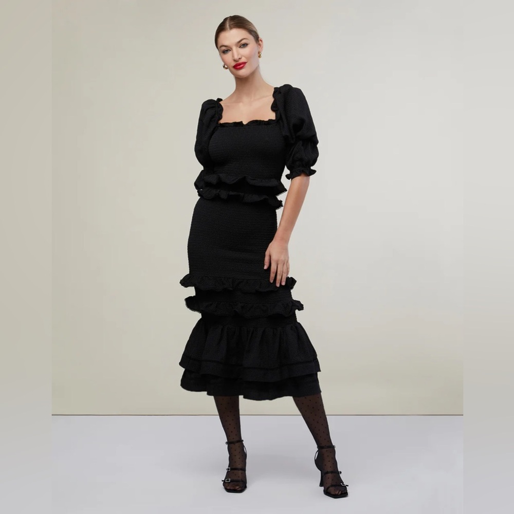 NWT Rachel Parcell Jaquard Smocked Midi Dress